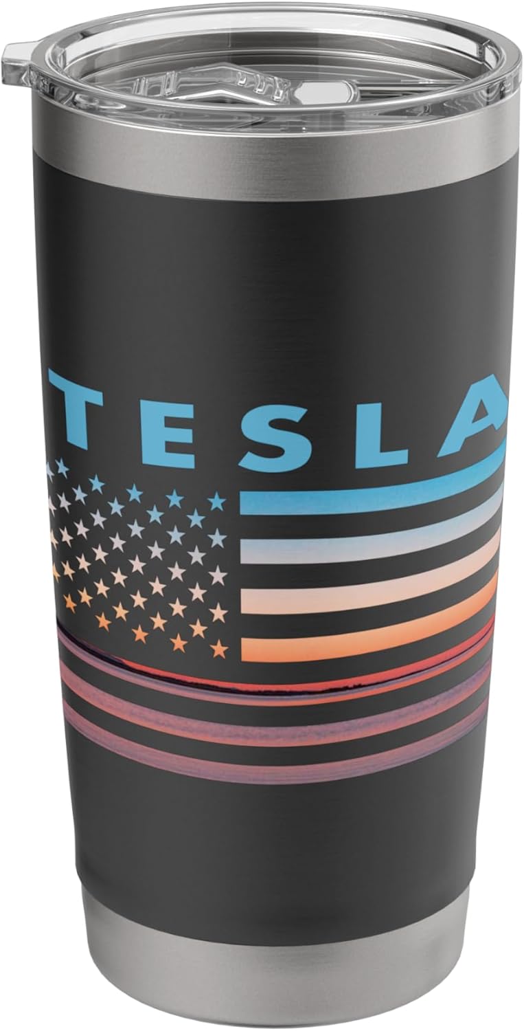 Vintage Sunset American Flag Tesla, West Virginia Stainless Steel Insulated Tumbler