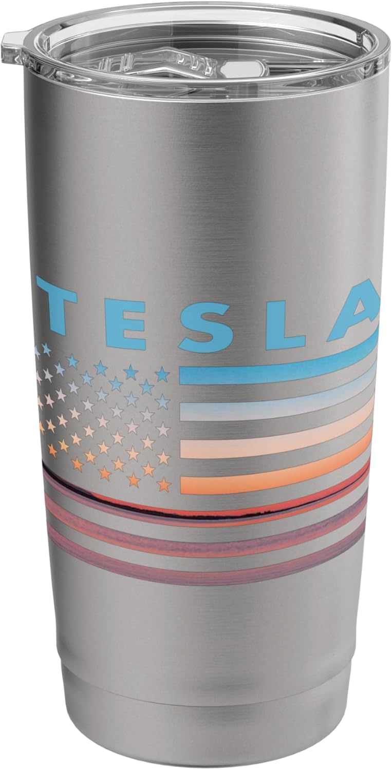 Vintage Sunset American Flag Tesla, West Virginia Stainless Steel Insulated Tumbler - Image 2