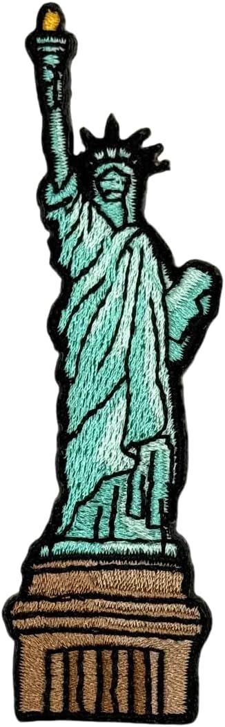 3.5" Statue of Liberty Iron On Patch - Embroidered New York Traveler USA American Travel Applique Appliques Iron On Sew On Patches for Holes, Clothing, Jeans, Hat, Backpacks, Clothes