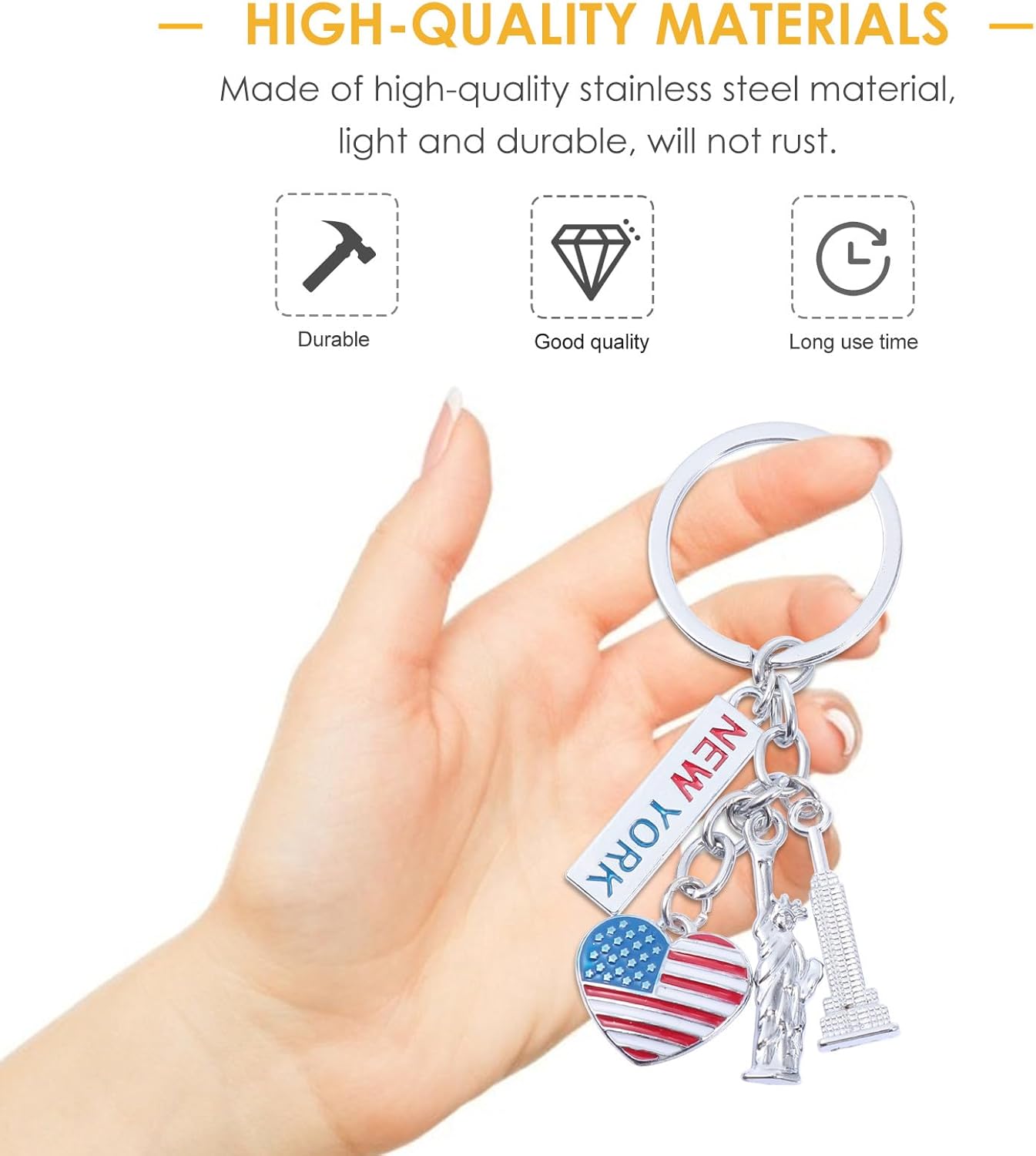 jojofuny Independence Day Keychain Statue of Liberty Pendant 2.75 Inch Patriotic Accessories for Backpacks and Handbags Unique American Travel Souvenir Charm - Image 3