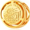 Gold Plated Grand Teton National Park in Wyoming Charms, 925 Sterling Silver Round Beads fits Pandora Travel Bracelet, Gifts for American Souvenir/Mothers Day/Valentines