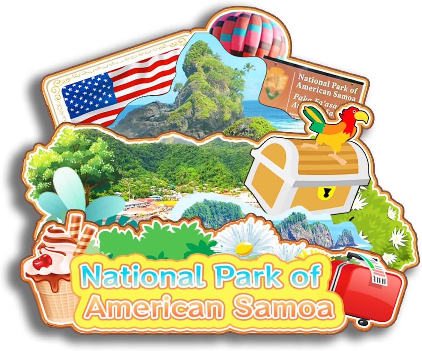 Dwutahcy 3D Wooden Fridge Magnet for National Park of American Samoa Texas USA Travel Souvenirs Gifts Classic Home Crafts Collectibles Kitchen Decoration Office Whiteboard Landmark - Image 22