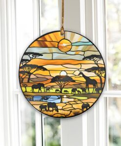 African Christmas Ornament, Safari Wildlife Ornaments for Tree, Animal Themed Acrylic Suncatcher Decor, Africa Nature Souvenir, Savanna Travel Vacation Keepsake Gifts for Travelers, Kids, Toddlers