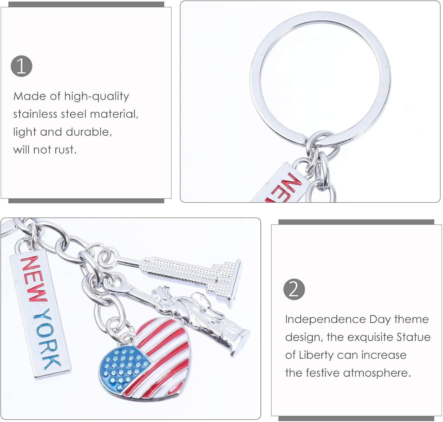 jojofuny Independence Day Keychain Statue of Liberty Pendant 2.75 Inch Patriotic Accessories for Backpacks and Handbags Unique American Travel Souvenir Charm - Image 5