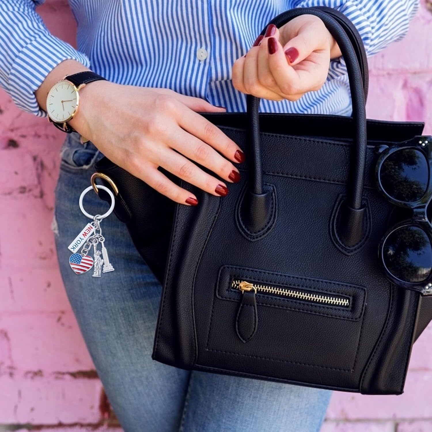 jojofuny Independence Day Keychain Statue of Liberty Pendant 2.75 Inch Patriotic Accessories for Backpacks and Handbags Unique American Travel Souvenir Charm - Image 7