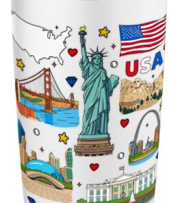 USA Landmarks T-Shirt, American Travel Souvenir Design Stainless Steel Insulated Tumbler