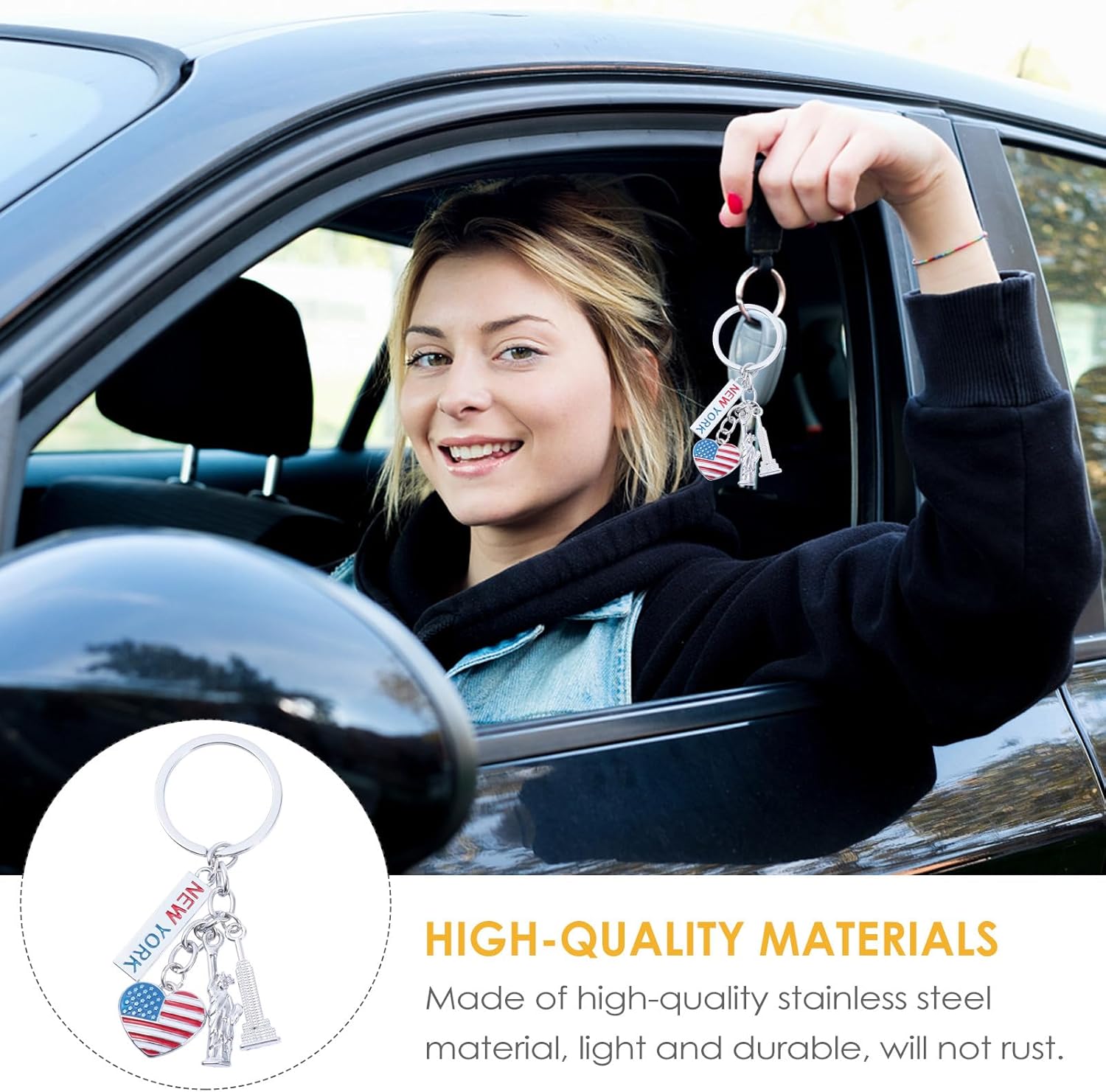 jojofuny Independence Day Keychain Statue of Liberty Pendant 2.75 Inch Patriotic Accessories for Backpacks and Handbags Unique American Travel Souvenir Charm - Image 9