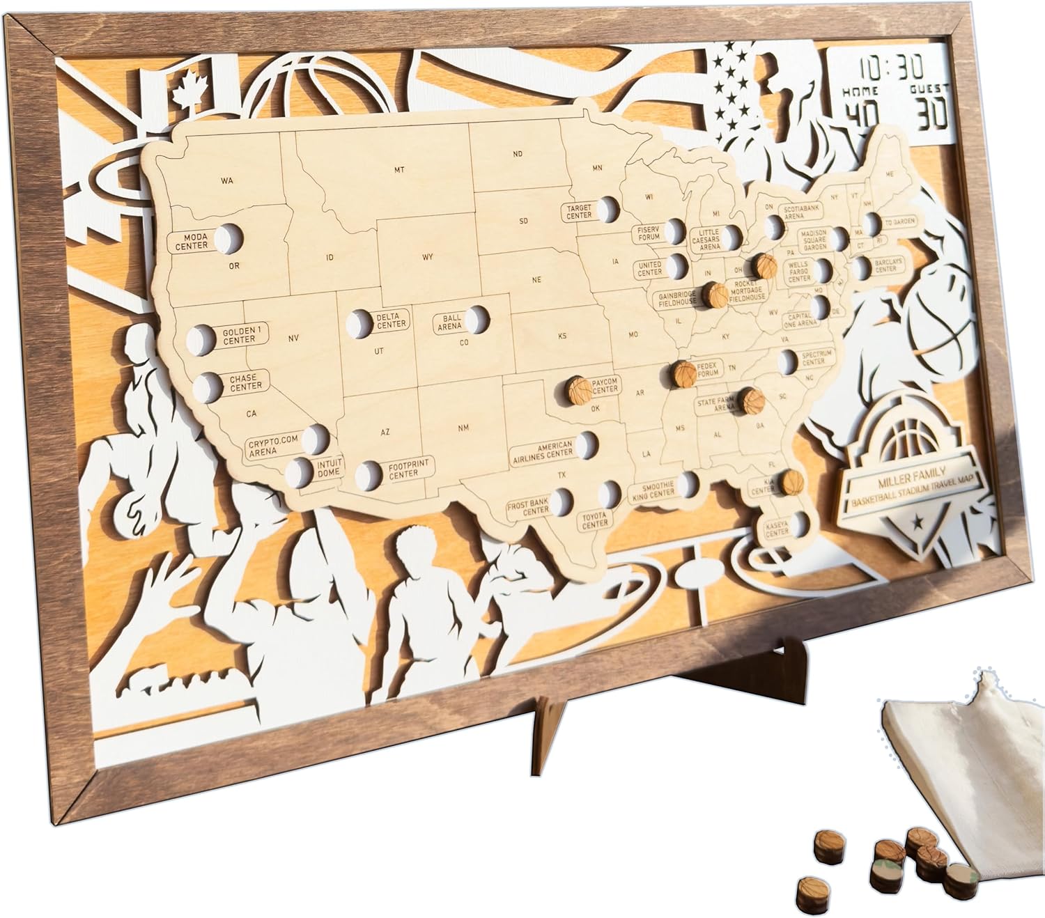 Football Stadium Bucket List - Personalized Wooden American Football Stadium Tracker Map - Custom Travel Map - Unique Gift for Football Fans - Image 3