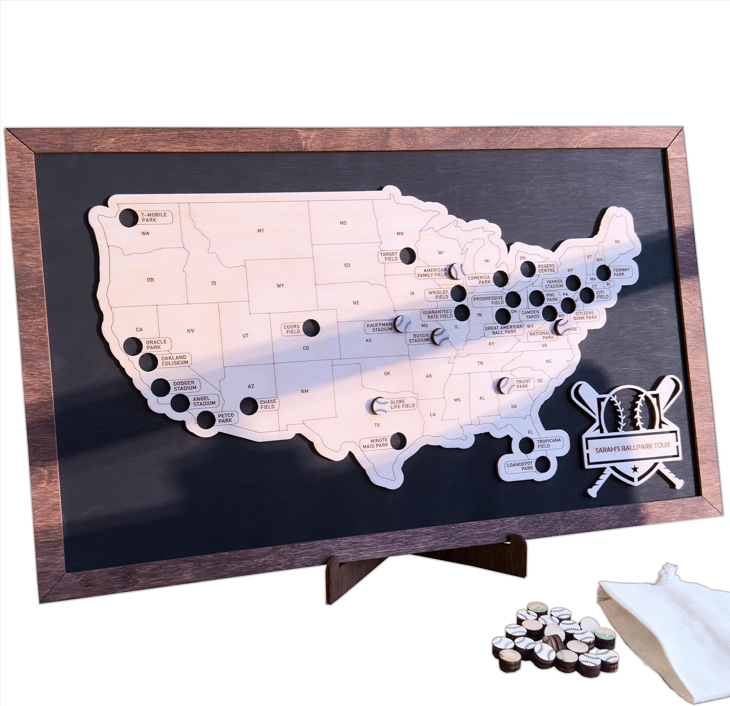 Football Stadium Bucket List - Personalized Wooden American Football Stadium Tracker Map - Custom Travel Map - Unique Gift for Football Fans - Image 6