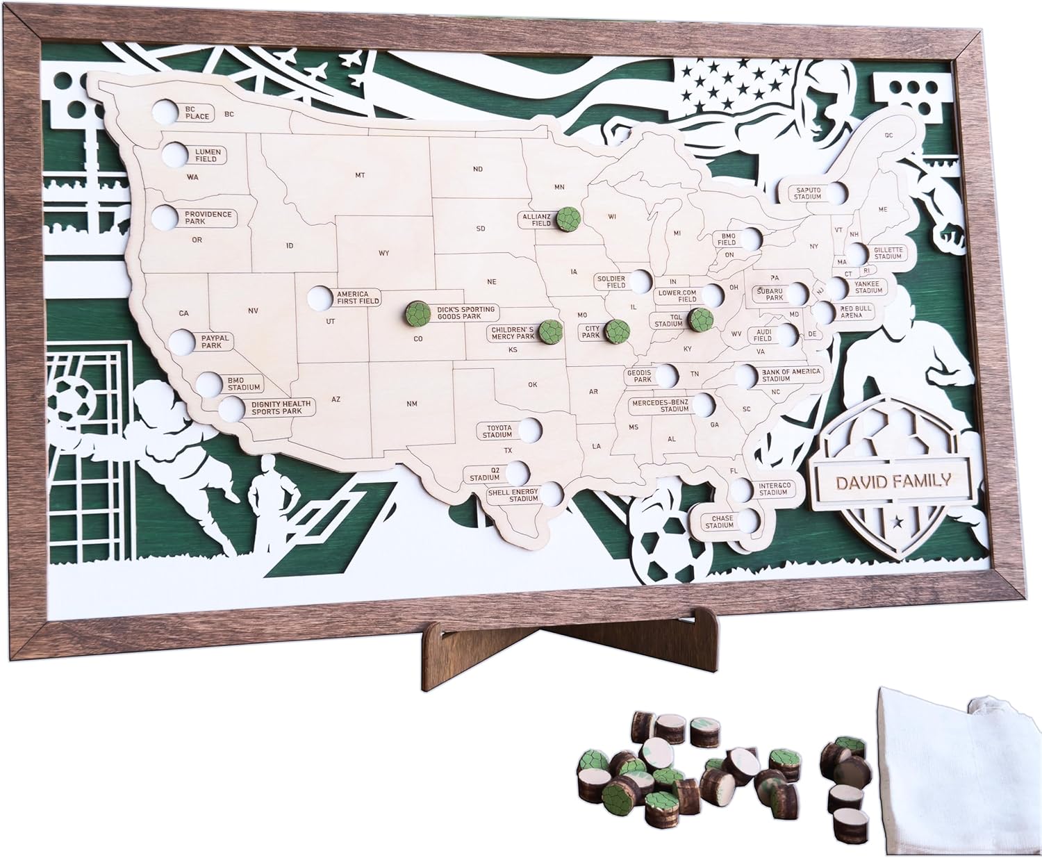 Football Stadium Bucket List - Personalized Wooden American Football Stadium Tracker Map - Custom Travel Map - Unique Gift for Football Fans - Image 9