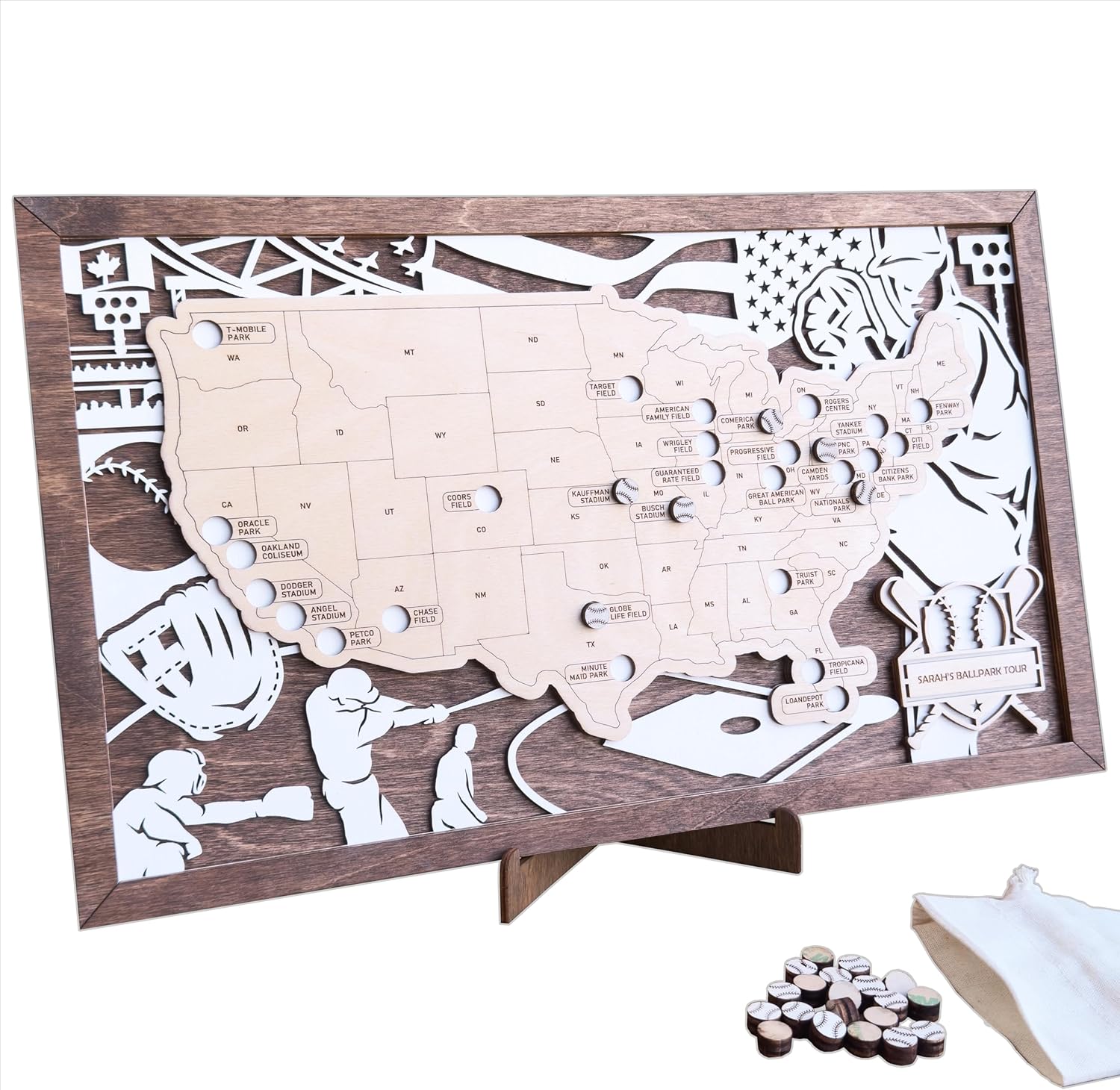 Football Stadium Bucket List - Personalized Wooden American Football Stadium Tracker Map - Custom Travel Map - Unique Gift for Football Fans - Image 5