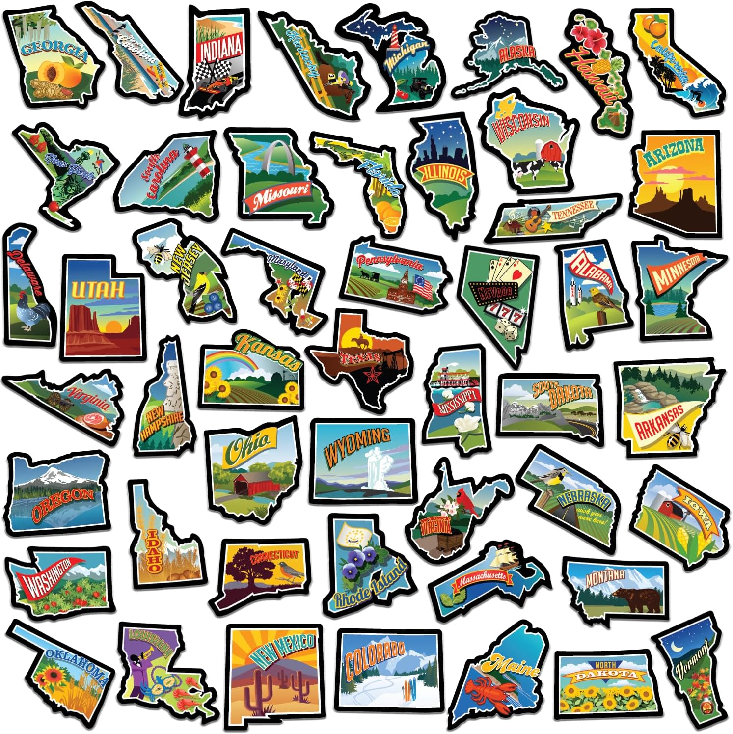 United States Map Fridge Magnets- RV US Individual State-USA Camper Magnet Refrigerator Sticker for Travel, Gift, Bucket List, Destination of States Visited (United States Map) - Image 2