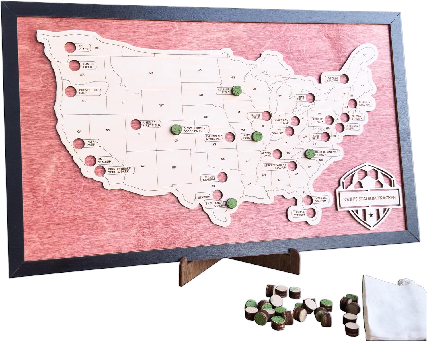 Football Stadium Bucket List - Personalized Wooden American Football Stadium Tracker Map - Custom Travel Map - Unique Gift for Football Fans - Image 7