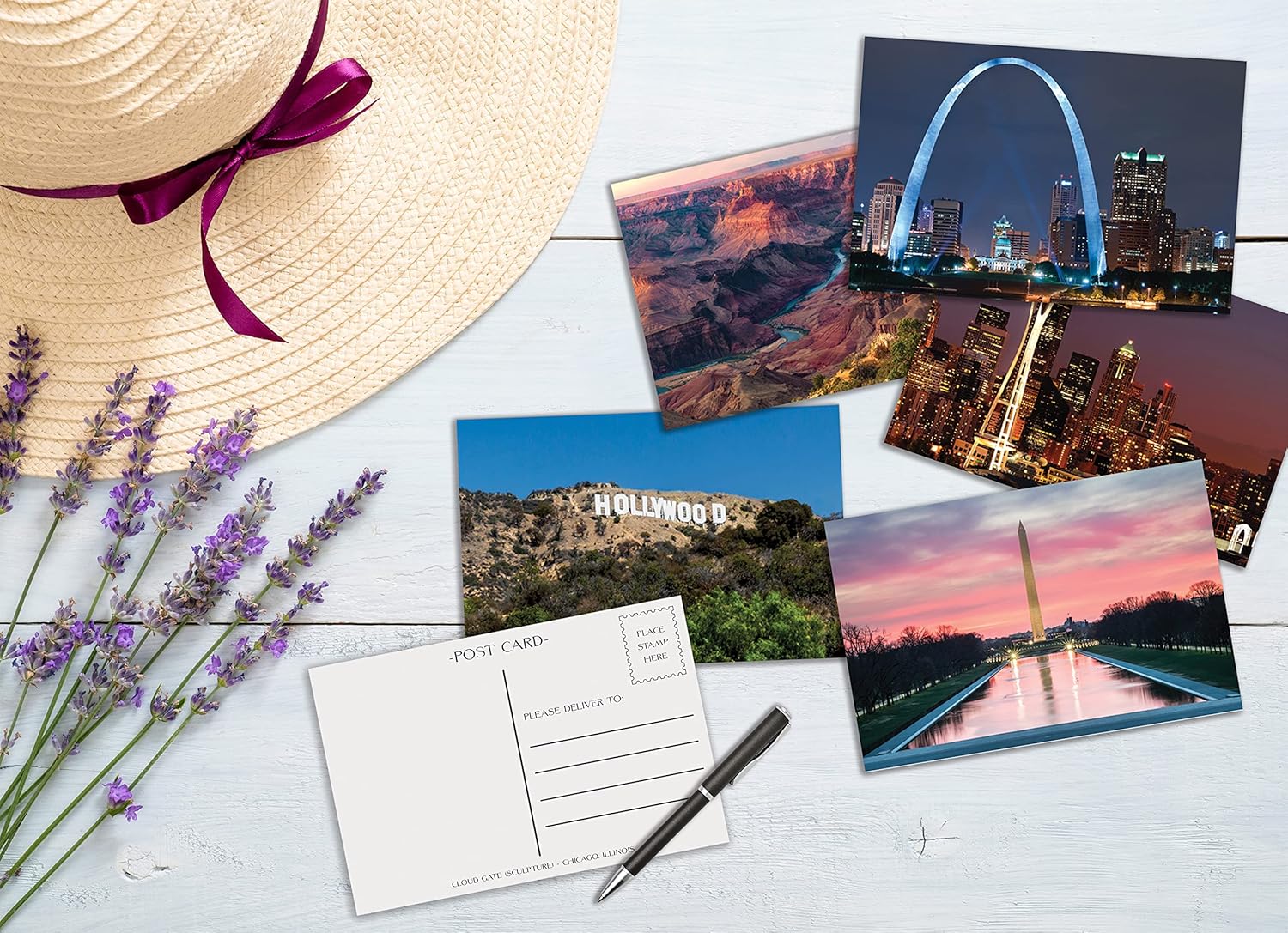Better Office Products 50 Pack Travel Postcards, Famous US Landmarks and Historical Sites, High Gloss Photo Post Cards, 4 x 6 inch, 25 Amazing Photos of National Landmarks - Image 2