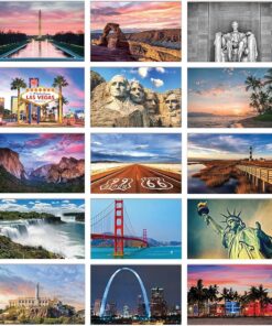 Better Office Products 50 Pack Travel Postcards, Famous US Landmarks and Historical Sites, High Gloss Photo Post Cards, 4 x 6 inch, 25 Amazing Photos of National Landmarks