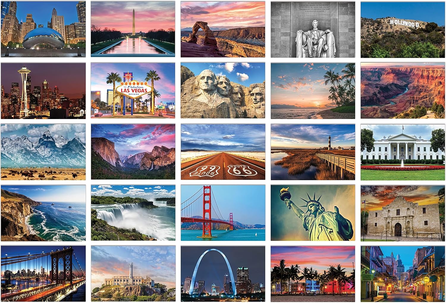 Better Office Products 50 Pack Travel Postcards, Famous US Landmarks and Historical Sites, High Gloss Photo Post Cards, 4 x 6 inch, 25 Amazing Photos of National Landmarks