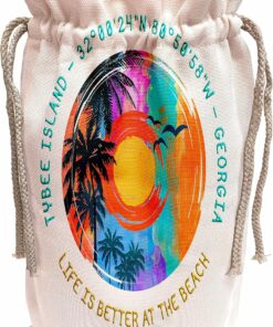 American Beaches - Tybee Island, Georgia Summer Travel Souvenir - Wine Bags