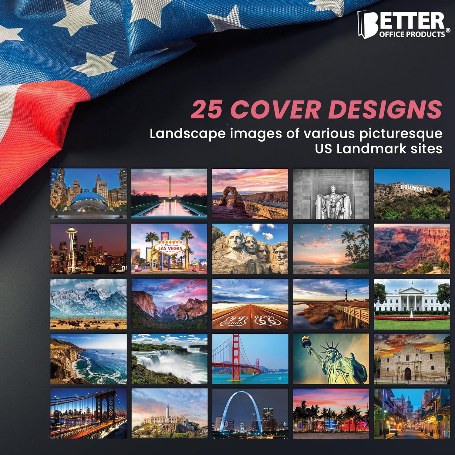 Better Office Products 50 Pack Travel Postcards, Famous US Landmarks and Historical Sites, High Gloss Photo Post Cards, 4 x 6 inch, 25 Amazing Photos of National Landmarks - Image 6