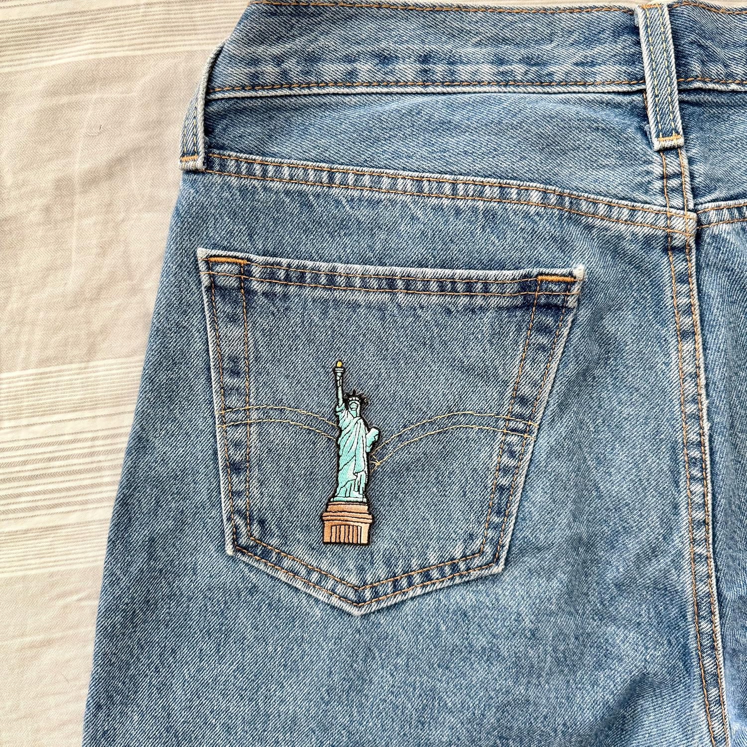 3.5" Statue of Liberty Iron On Patch - Embroidered New York Traveler USA American Travel Applique Appliques Iron On Sew On Patches for Holes, Clothing, Jeans, Hat, Backpacks, Clothes - Image 2